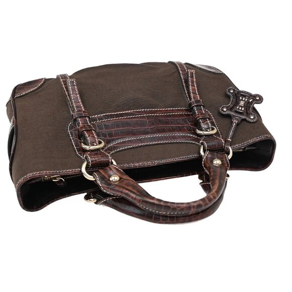 CELINE Boogie Macadam Charm Hand Tote Bag Canvas Embossing Leather Brown 69KA854 - Picture 5 of 16